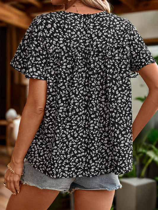 Peyton Floral & Lace Top