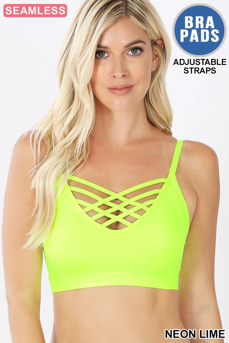 "._ Lattice Bralette With Removable Bra Pads: BLACK-58895 / S/M