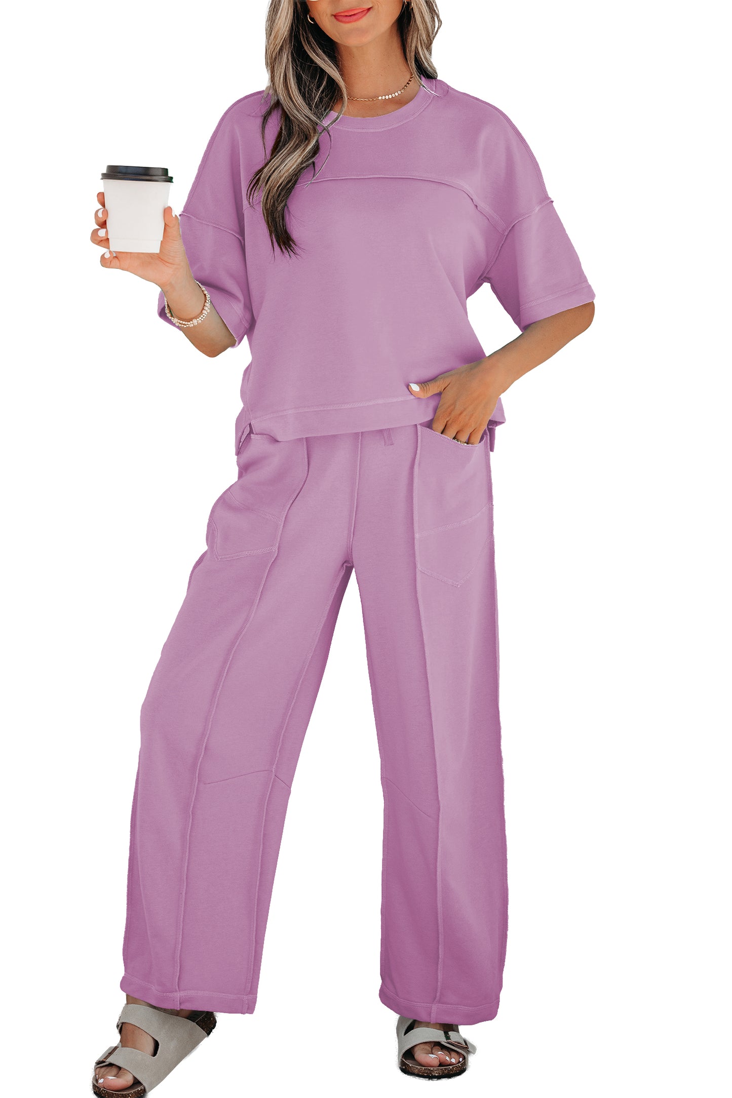 Racing Red Drop Shoulder Boxy Tee and Barrel Pants Set