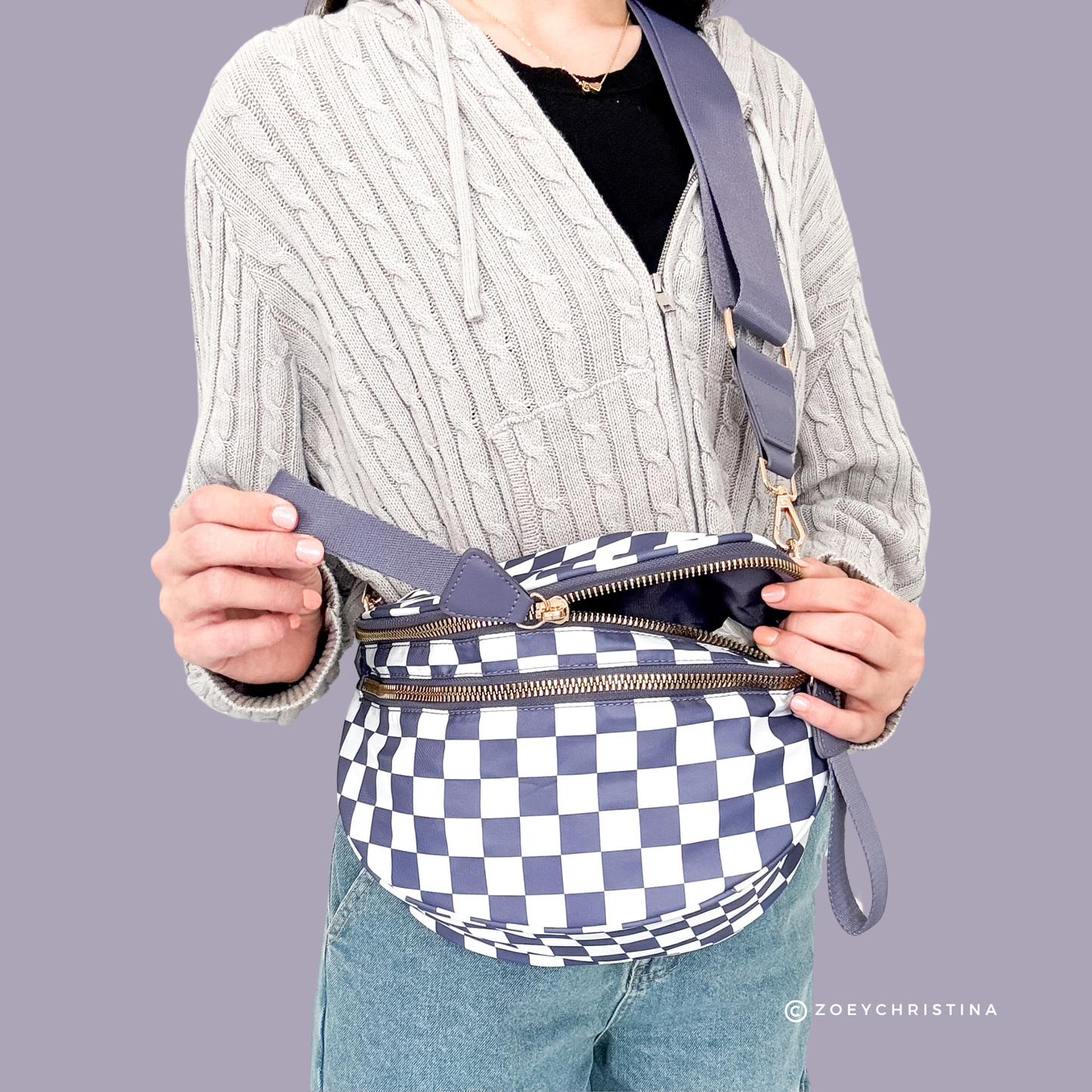 Crossbody Zipper Bag – 7 Colors, Removable Strap, Stylish: Brown