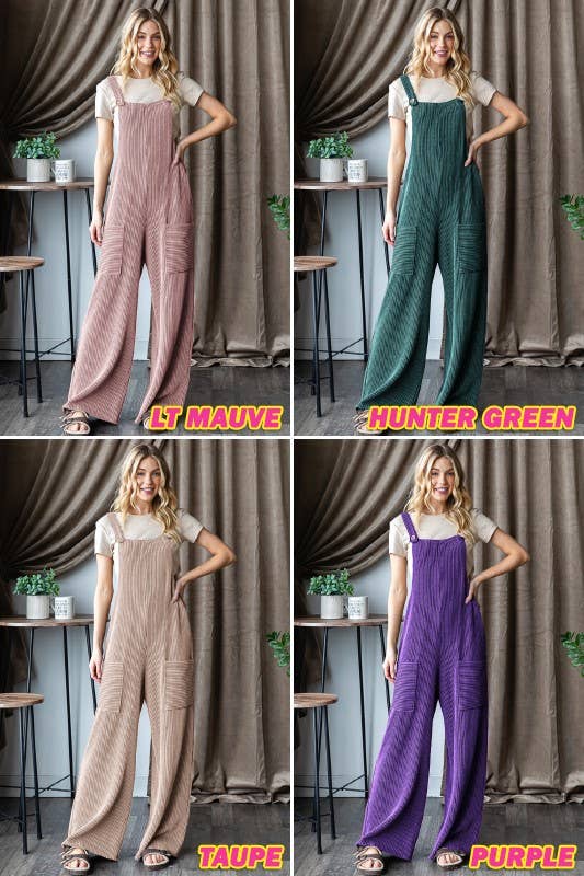 EP6810-10 SLEEVELESS SOLID URBAN RIBBED JUMPSUITS: CHARCOAL / 2-2-2 (S-M-L)
