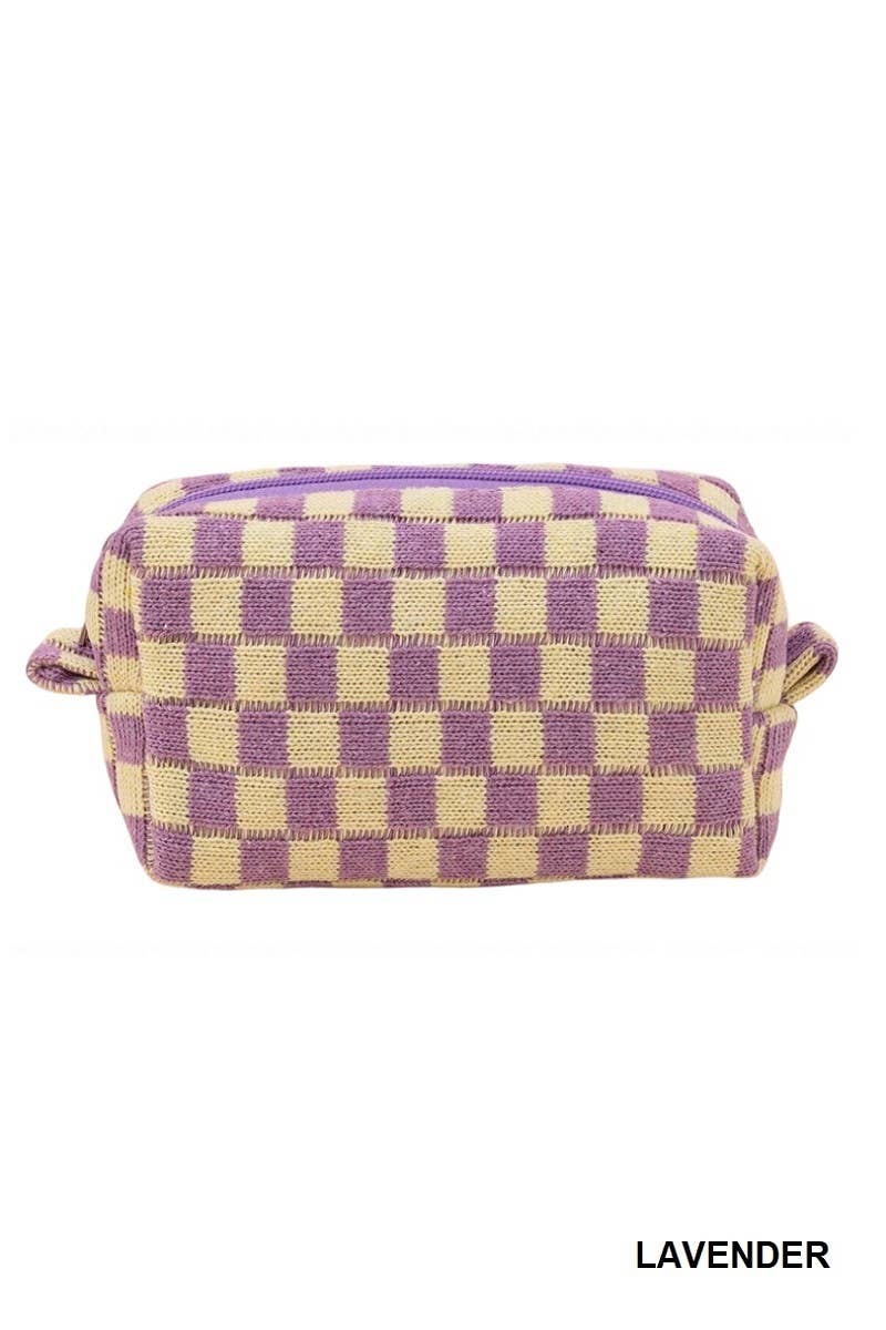 Checkered Makeup Cosmetic Pouch Bag: Black / 1 (ONE SIZE)