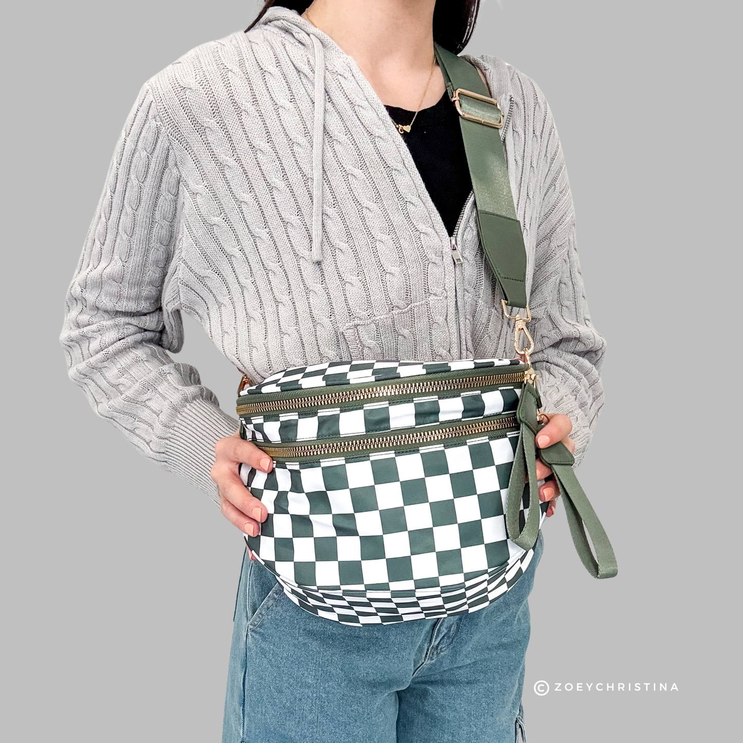Crossbody Zipper Bag – 7 Colors, Removable Strap, Stylish: Black