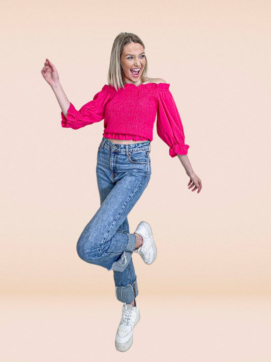 Limitless Too Stretch Contemporary Top in Hot Pink: Hot Pink / X-Large
