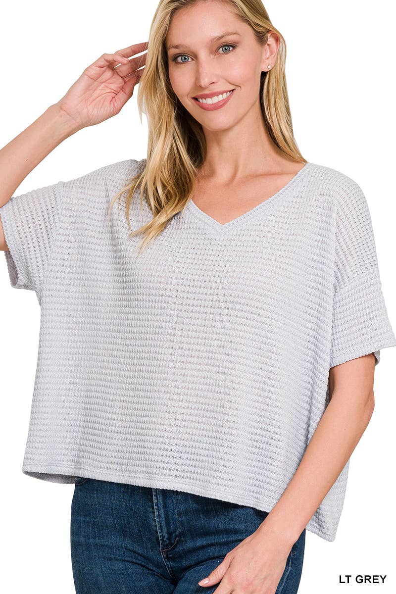 `.Textured Relaxed Fit Summer Sweater w/ back patch: SAND BEIGE-162821 / L/XL