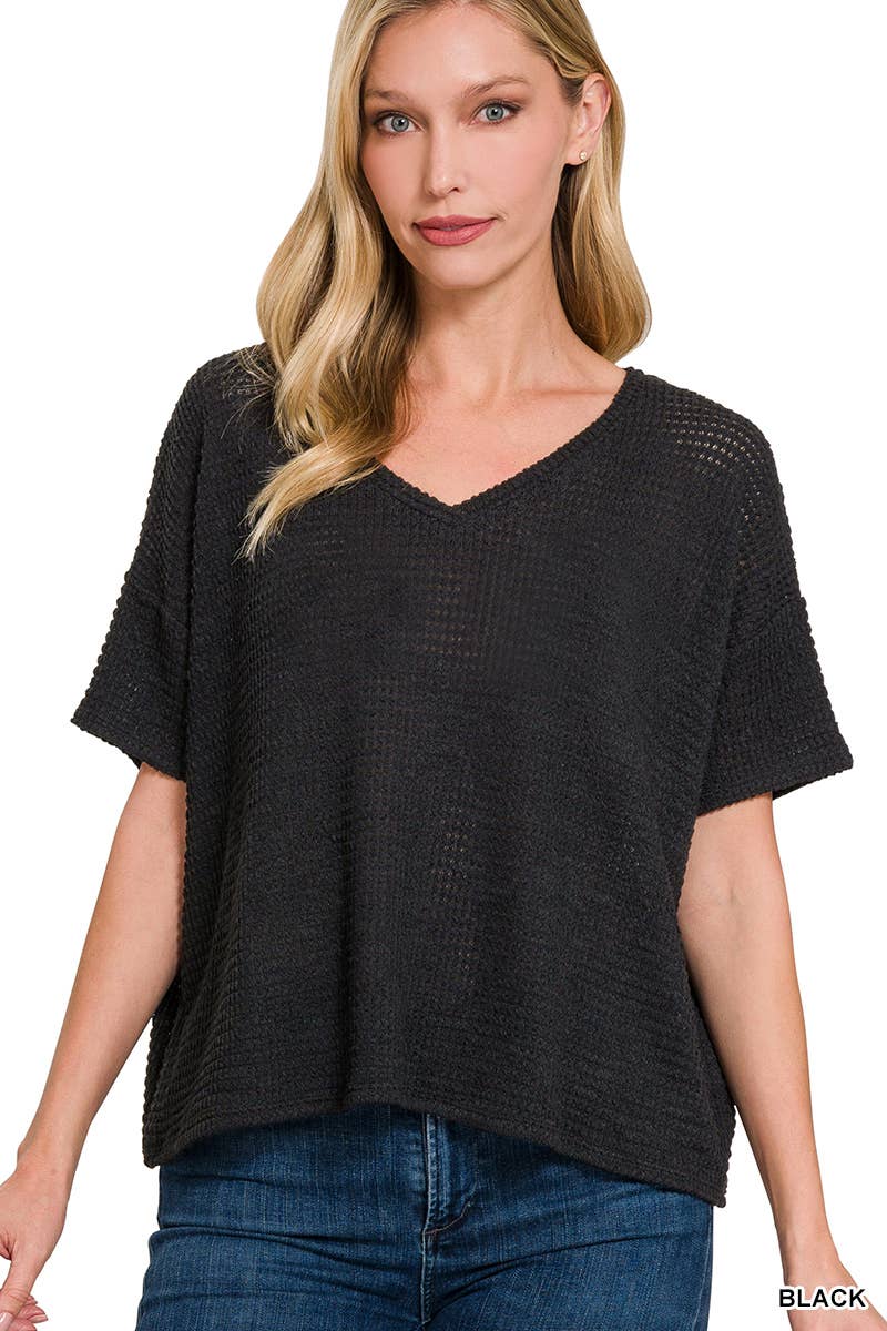 `.Textured Relaxed Fit Summer Sweater w/ back patch: SAND BEIGE-162821 / L/XL