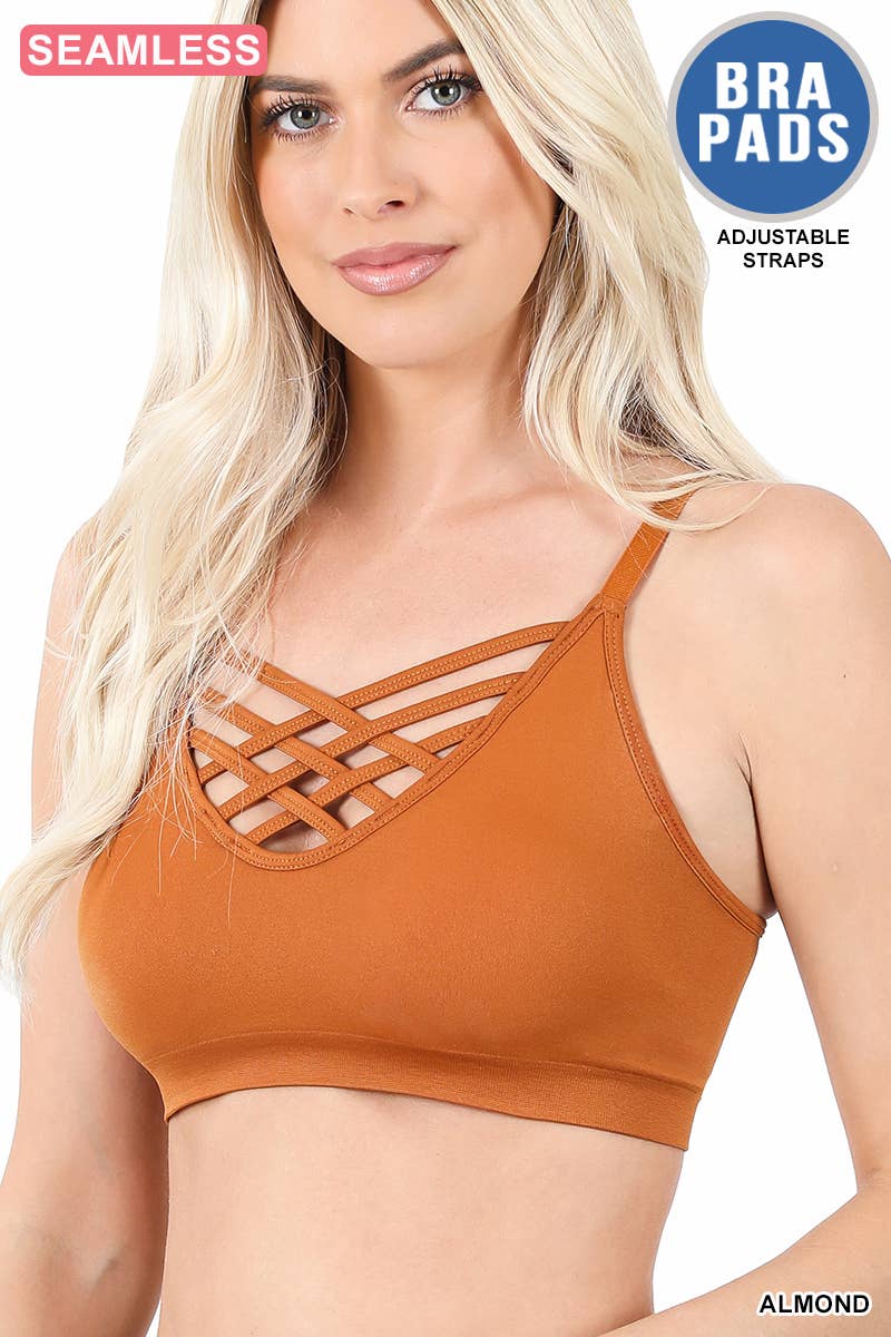 "._ Lattice Bralette With Removable Bra Pads: BLACK-58895 / S/M