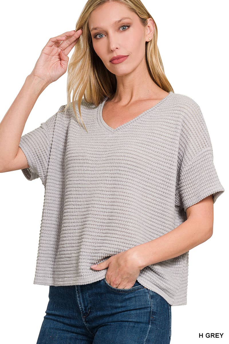 `.Textured Relaxed Fit Summer Sweater w/ back patch: SAND BEIGE-162821 / S/M