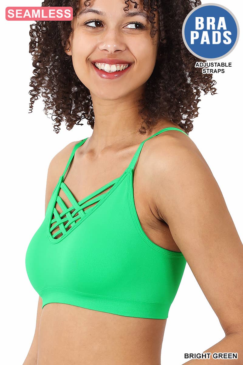 "._ Lattice Bralette With Removable Bra Pads: BLACK-58895 / L/XL