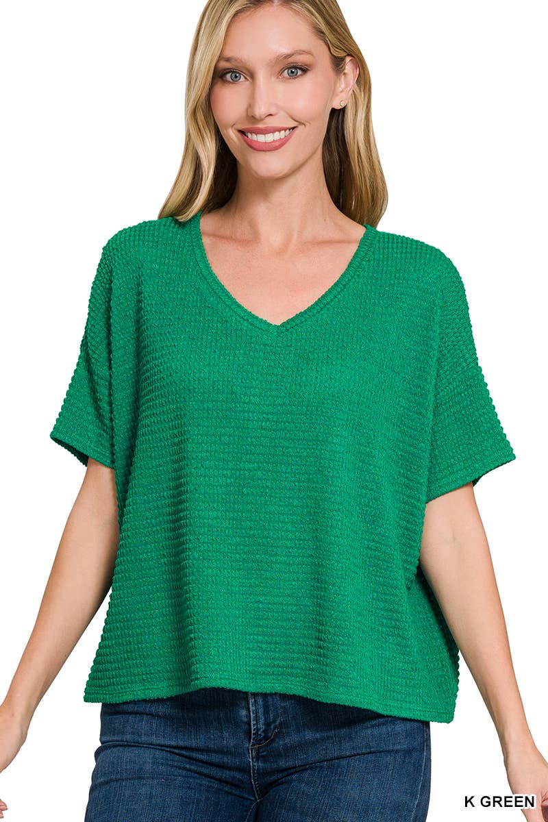 `.Textured Relaxed Fit Summer Sweater w/ back patch: SAND BEIGE-162821 / S/M