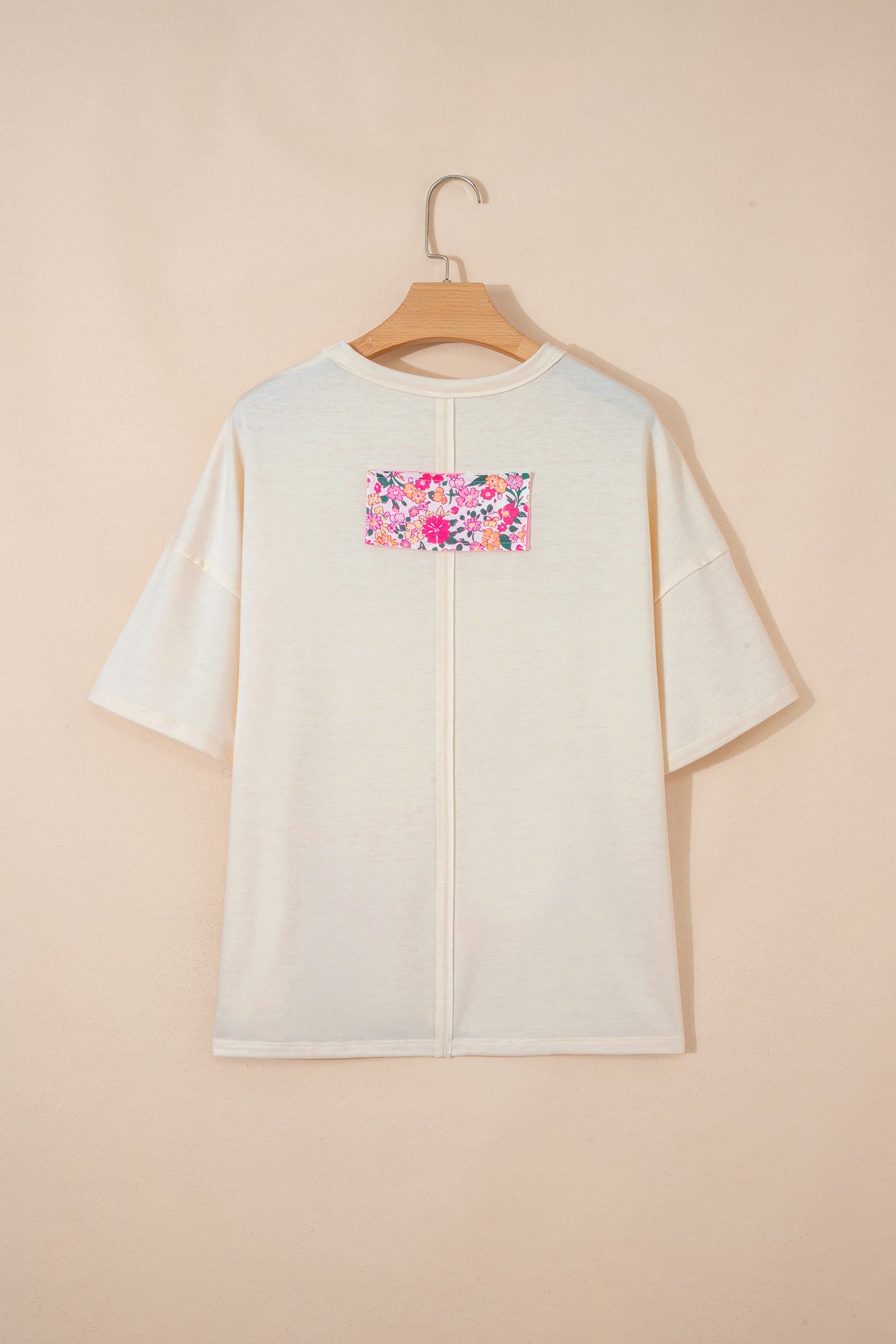 Jet Stream Floral Patched Raw Seam Big Flower Oversize Tee