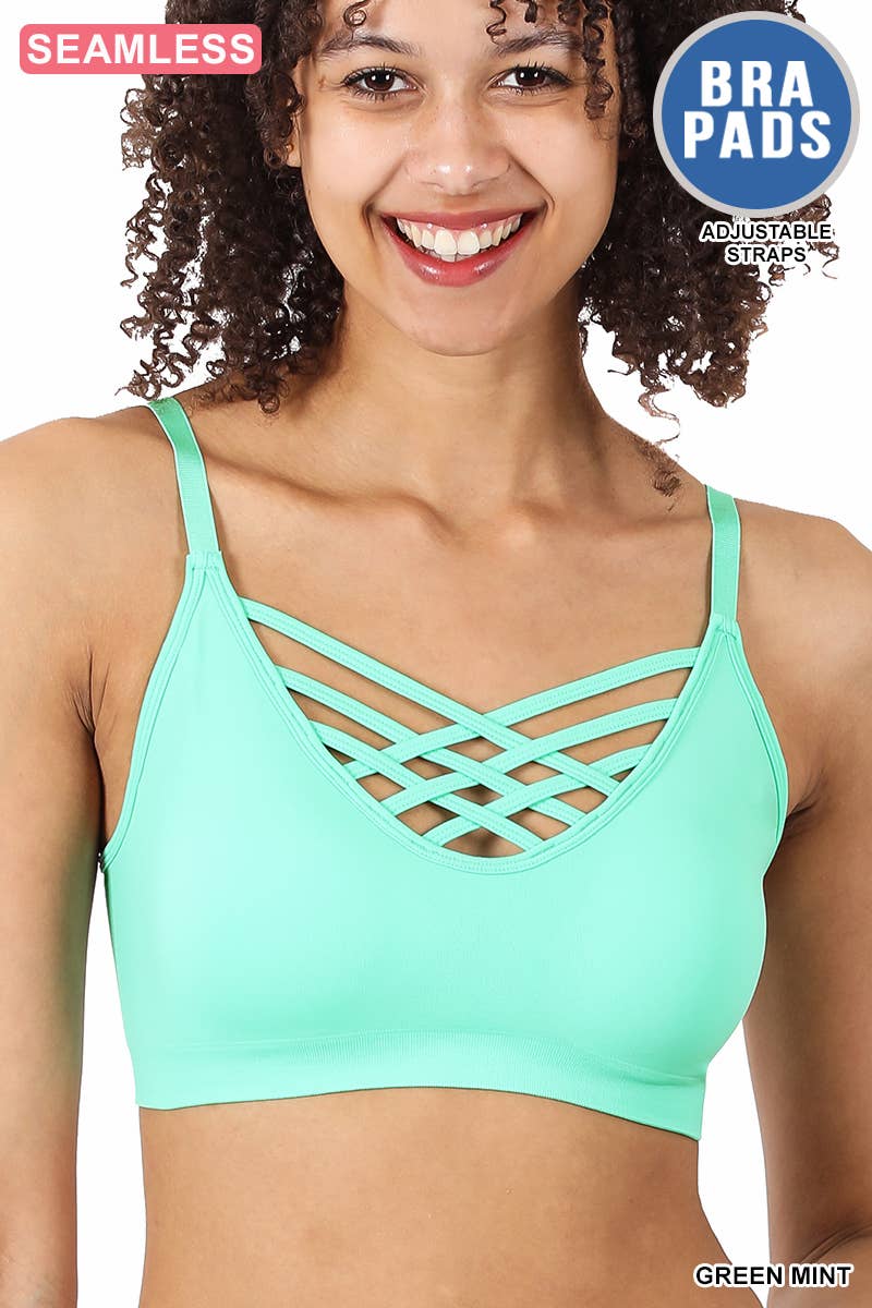 ..SI-12748 Lattice Bralette With Removable Bra Pads: NCORALPINK-134258 / S/M