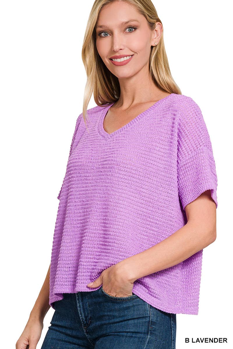 `.Textured Relaxed Fit Summer Sweater w/ back patch: SAND BEIGE-162821 / S/M